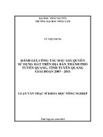 Đánh giá công tác đấu giá quyền sử dụng đất trên địa bàn thành phố tuyên quang, tỉnh tuyên quang giai đoạn 2007   2011 