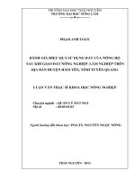 Đánh giá hiệu quả sử dụng đất của nông hộ sau khi được giao đất nông nghiệp, lâm nghiệp trên địa bàn huyện hàm yên – tỉnh tuyên quang 