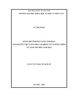 ĐẢNG BỘ TỈNH HÀ NAM LÃNH ĐẠO GIẢI QUYẾT VIỆC LÀM CHO LAO ĐỘNG NỮ Ở NÔNG THÔN TỪ NĂM 1997 ĐẾN NĂM 2013