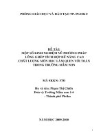 skkn một số KINH NGHIỆM về PHƯƠNG PHÁP LỒNG GHÉP TÍCH hợp để NÂNG CAO CHẤT LƯỢNG môn học làm QUEN với TOÁN TRONG TRƯỜNG mầm NON 