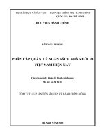 PHÂN CẤP QUẢN LÝ NGÂN SÁCH NHÀ NƯỚC Ở VIỆT NAM HIỆN NAY