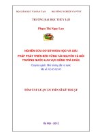 NGHIÊN CỨU CƠ SỞ KHOA HỌC VÀ GIẢI PHÁP PHÁT TRIỂN BỀN VỮNG TÀI NGUYÊN VÀ MÔI TRƯỜNG NƯỚC LƯU VỰC SÔNG TRÀ KHÚC