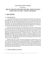 MỘT SỐ  PHƯƠNG PHÁP ĐỂ GIÚP HỌC SINH ỨNG DỤNG NGÔN NGỮ SAU TIẾT “ LISTEN AND READ”