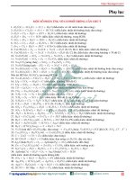 Một số phản ứng hóa học thường gặp và 300 câu hỏi tổng hợp ôn thi ĐH môn Hóa 2016 có lời giải chi tiết