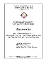 Mô Tả Sáng Kiến Biện Pháp Quản Lý Học Sinh Đảm Bảo Duy Trì, Giữ Vững Sĩ Số Học Sinh    Trung Học Cơ Sở Tố Hữu