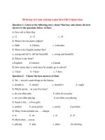 Đề thi học kì 2 môn anh lớp 6 năm 2014 THCS quán toan