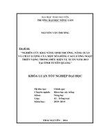 Nghiên cứu khả năng sinh trưởng, năng suất và chất lượng của một số giống cao lương ngọt triển vọng trong vụ xuân năm 2013 tại tỉnh tuyên quang 