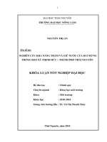 Nghiên cứu khả năng thấm và giữ nước của đất rừng trồng keo xã thịnh đức  thành phố thái nguyên 