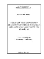 Nghiên cứu cơ sở khoa học cho đề xuất một số giải pháp PCCCR tại huyện văn yên, tỉnh yên bái 
