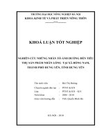 NGHIÊN CỨU NHỮNG NHÂN TỐ ẢNH HƯỞNG ĐẾN TIÊU THỤ SẢN PHẨM NHÃN LỒNG TẠI XÃ HỒNG NAM, THÀNH PHỐ HƯNG YÊN