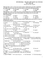 ĐỀ MINH HỌA THI TỐT NGHIỆP THPT QUỐC GIA NĂM HỌC 2016