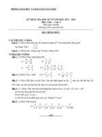 Đề và đáp án môn Toán 6 kỳ kiểm tra học kì II năm học 2015-2016