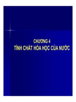 Bài giảng quản lý môi trường ao nuôi thủy sản   chương 4 tính chất hóa học của nước 
