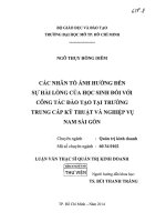 các nhân tố ảnh hưởng đến sự hài lòng của học sinh đối với công tác đào tạo tại trường trung cấm kỹ thuật và nghiệp vụ nam sài gòn