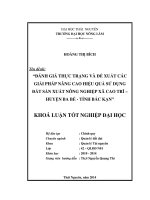 Đánh giá thực trạng và đề xuất các giải pháp nâng cao hiệu quả sử dụng đất sản xuất nông nghiệp xã cao trĩ   huyện ba bể   tỉnh bắc kạn 