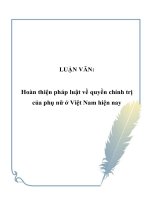 Hoàn thiện pháp luật về quyền chính trị của phụ nữ ở việt nam hiện nay 