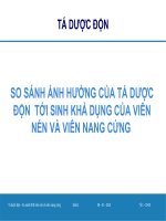 SO SÁNH ẢNH HƯỞNG của tá dược độn  tới SINH KHẢ DỤNG của VIÊN nén và VIÊN NANG CỨNG