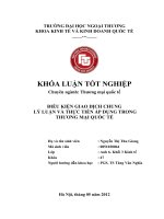 ĐIỀU KIỆN GIAO DỊCH CHUNG LÝ LUẬN VÀ THỰC TIỄN áp DỤNG TRONG THƯƠNG MẠI QUỐC tế