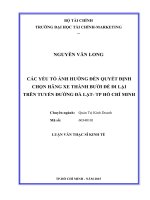 Các yếu tố ảnh hưởng đến quyết định chọn hãng xe thành bưởi để đi lại trên tuyến đường đà lạt   TP  hồ chí minh 