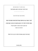 Một số biện pháp hỗ trợ trong dạy học viết cho học sinh có khó khăn về viết ở tiểu học (TT)