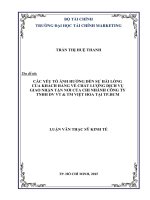 Các yếu tố ảnh hưởng đến sự hài lòng của khách hàng về chất lượng dịch vụ giao nhận tận nơi của chi nhánh công ty TNHH DV VT  TM việt hoa tại TP HCM 