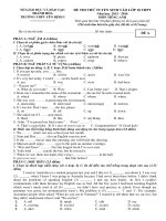 Đề thi thử vào 10 môn Tiếng Anh