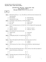 Đề và đáp án kiểm tra học kì 1 môn hóa  12 năm 2016 trường THPT đăng khoa 