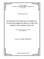 Dự báo khả năng kiệt quệ tài chính của các doanh nghiệp bất động sản trên thị trường chứng khoán việt nam 