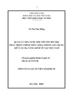 Quản lý nhà nước đối với vốn hỗ trợ phát triển chính thức (ODA) trong xây dựng kết cấu hạ tầng kinh tế tại việt nam