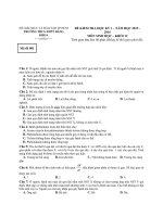 Đề và đáp án kiểm tra học kì 1 môn sinh học  12 năm 2016 trường THPT đăng khoa 