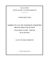 Nghiên cứu các yếu tố kinh tế ảnh hưởng đến giá nhà ở tại TP HCM 