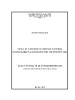 Năng lực lãnh đạo của đội ngũ lãnh đạo doanh nghiệp tại thành phố việt trì  tỉnh phú thọ 