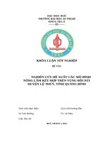 ĐỀ XUẤT CÁC MÔ HÌNH NÔNG LÂM KẾT HỢP TRÊN VÙNG ĐỒI NÚI HUYỆN LỆ THỦY TỈNH QUẢNG BÌNH