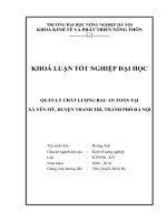 QUẢN lý CHẤT LƯỢNG RAU AN TOÀN tại xã yên mỹ, HUYỆN THANH TRÌ, THÀNH PHỐ hà nội
