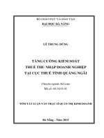 Tăng cường kiểm soát thuế thu nhập doanh nghiệp tại cục thuế tỉnh quảng ngãi