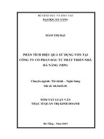 Phân tích hiệu quả sử dụng vốn tại công ty cổ phần đầu tư phát triển nhà đà nẵng