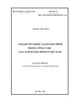 GIẢI QUYẾT KHIẾU nại HÀNH CHÍNH TRONG CÔNG CUỘC cải CÁCH HÀNH CHÍNH ở VIỆT NAM 