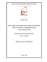 HOÀN THIỆN HOẠT ĐỘNG QUẢN TRỊ QUAN HỆ KHÁCH HÀNG TẠI CÔNG TY TNHH THƯƠNG MẠI VÀ DU LỊCH SUN VIỆT
