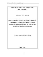 SING LANGUAGE GAMES TO MOTIVATE THE 11TH GRADERS IN ENGLISH SPEAKING CLASSES 