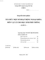 skkn tổ CHỨC một số HOẠT ĐỘNG NGOẠI KHÓA môn vật lí CHO học SINH PHỔ THÔNG – lần 1 