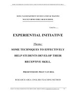 skkn SOME TECHNIQUES TO EFFECTIVELY HELP STUDENTS DEVELOP THEIR RECEPTIVE SKILL