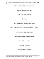 SKKN một số biện pháp tổ chức hoạt động câu lạc bộ tiếng anh ở trường TH hoàng văn thụ 