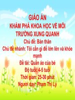 GIÁO ÁN TÔI CẦN GÌ ĐỂ LỚN LÊN VÀ KHOẺ MẠNH