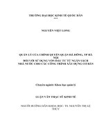 QUẢN lý của CHÍNH QUYỀN QUẬN hà ĐÔNG đối với sử DỤNG vốn đầu tư từ NGÂN SÁCH NHÀ nước CHO các CÔNG TRÌNH xây DỰNG cơ bản 
