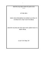 PHÂN TÍCH TÌNH HÌNH tài CHÍNH tại CÔNG TY cổ PHẦN sữa VIỆT NAM VINAMILK 