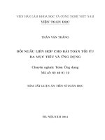 Đối ngẫu liên hợp cho bài toán tối ưu đa mục tiêu và ứng dụng tt  