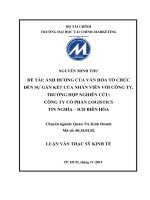Ảnh hưởng của văn hóa tổ chức đến sự gắn kết của nhân viên với công ty, trường hợp nghiên cứu công ty cổ phần logistics tín nghĩa   ICD biên hòa 