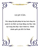 Xây dựng hệ giải pháp tin học hoá công tác quản lý các lĩnh vực hoạt động của học viện 