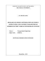 RESEARCH ON DESIGN OPTIMIZATION OF ENERGY SOURCE SIZES AND CONTROL PARAMETERS OF HYBRID ELECTRIC VEHICLE POWERTRAIN SYSTEMS