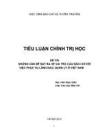 Tiểu luận cao học  Những vấn đề đặt ra về vai trò báo chí đối với việc phục vụ lãnh đạo quản lý ở nước ta